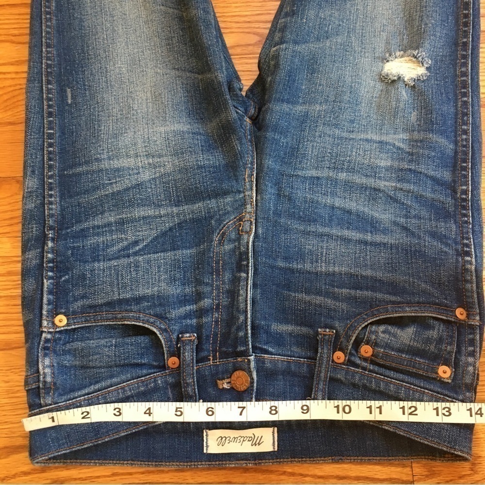 Madewell 9" High Riser Rip and Repair Medium indigo wash Skinny Jeans - Picture 10 of 15
